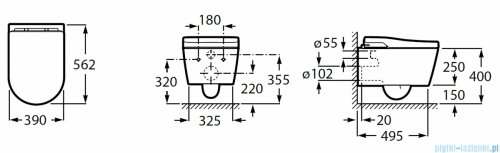 Roca Inspira toaleta myjąca podwieszana Rimless, zasilanie 230V In-Wash A803060001