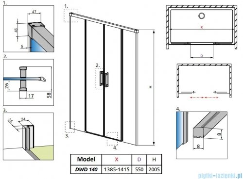 Radaway Idea White Dwd drzwi 140cm szkło przejrzyste 387124-04-01