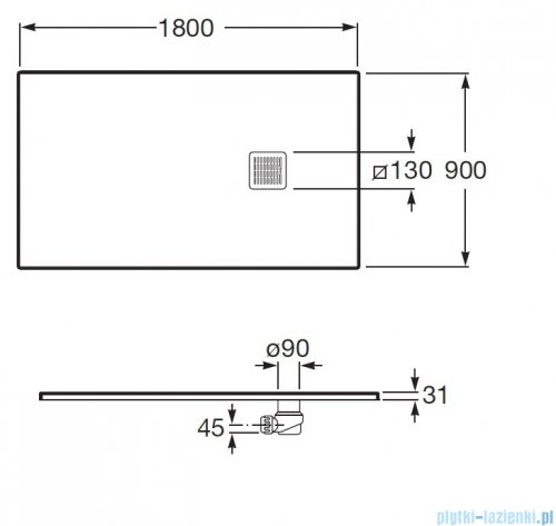 Roca Terran 180x90cm brodzik prostokątny konglomeratowy czarny AP10170838401400