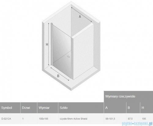 New Trendy New Soleo Black drzwi wnękowe 100x195 cm przejrzyste D-0212A