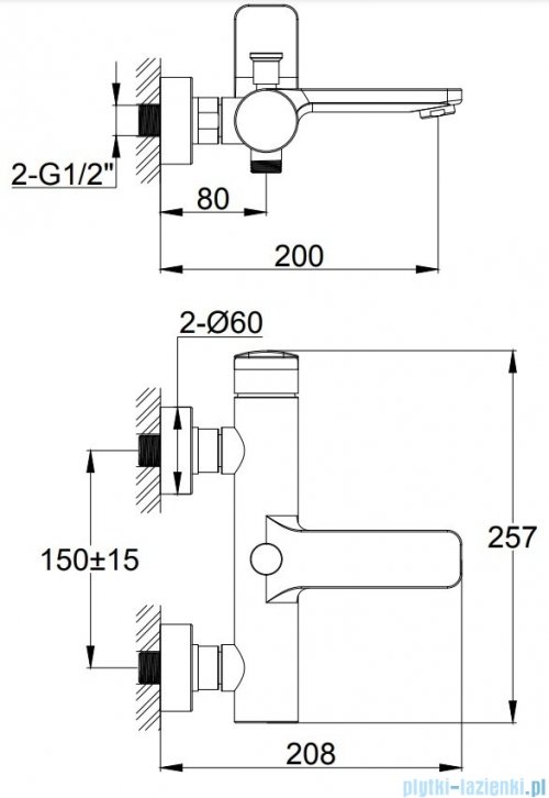 Kohlman Texen bateria wannowa bez zestawu prysznicowego chrom QW110T