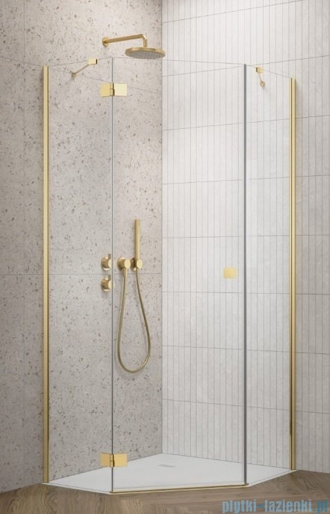 Radaway Essenza Gold Ptj kabina pięciokątna 100x90cm lewa szkło przejrzyste 1385010-09-01L/1385057-01-01
