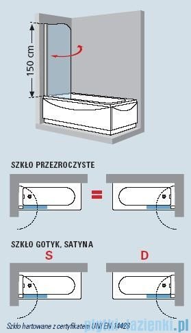 Novellini Parawan 1-częściowy Aurora1 70x150cm chrom szkło przezroczyste AURORAN170-1K