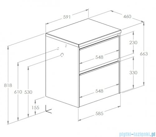 Roca Gap Pro szafka wisząca 59x46x66 CZARNY MAT A857896532