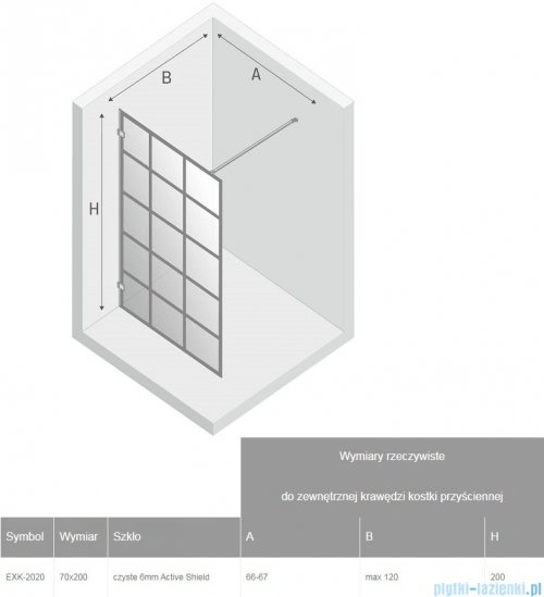 New Trendy Avexa Black kabina Walk-In 70x200 cm przejrzyste EXK-2020