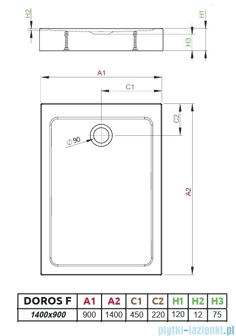 Radaway Doros F Compact Stone brodzik 140x90 kaszmirowy SDRFP1490-05-84S