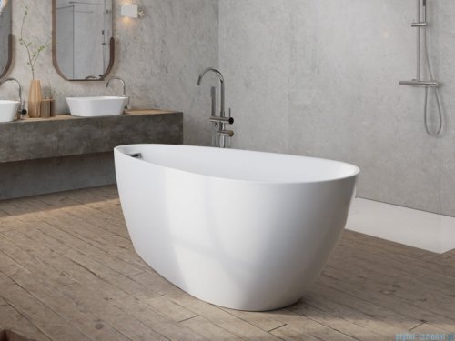 Besco Goya A-Line Glam złota 160x73cm wanna wolnostojąca akrylowa + syfon klik-klak biały #WA-160-GZB