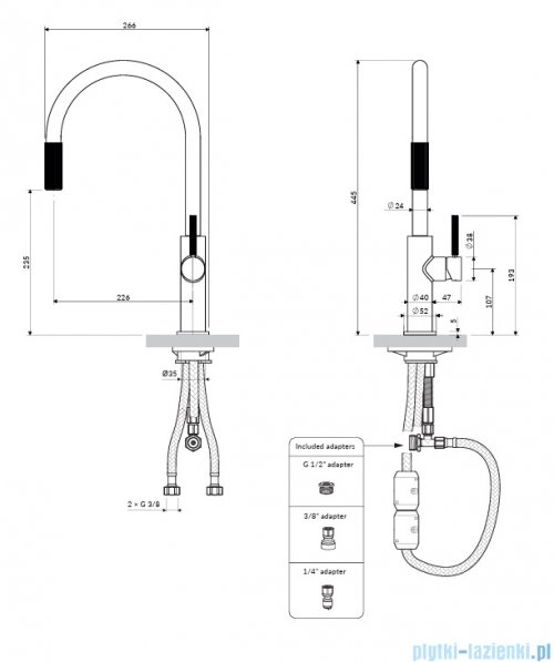 Omnires Switch bateria kuchenna z wyciąganą wylewką do podłączenia zestawu filtrującego miedź antyczna szczotkowana SW9059ORB