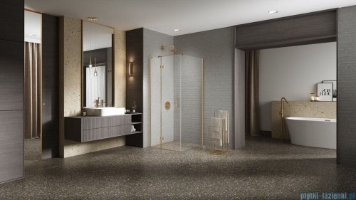 New Trendy Nesta Gold Brushed kabina 80x100x200 cm lewa wspornik równoległy złoto szczotkowane/szkło przejrzyste K-4403
