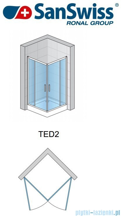 SanSwiss Top-Line Ted2 Wejście narożne 100cm profil biały Prawe TED2D10000407