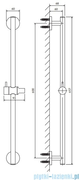 Omnires Drążek prysznicowy 66 cm mosiądz szczotkowany DR12BSB