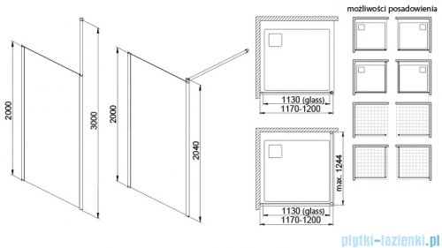 Sanplast Exa Line Pu/EXA LINE Kabina walk-in 120x200 cm czarny matowy 600-540-1560-59-401