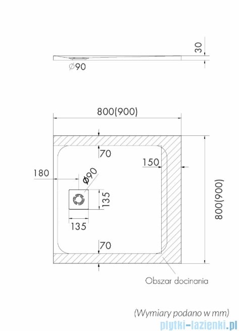 Schedpol Schedline Magnific brodzik kwadratowy Black Stone 90x90x3,5cm 3SP.M1K-9090/C/ST-M9/C/ST