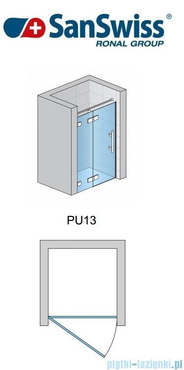 SanSwiss Pur PU13 Drzwi 1-częściowe wymiar specjalny profil chrom szkło Krople Lewe PU13GSM21044