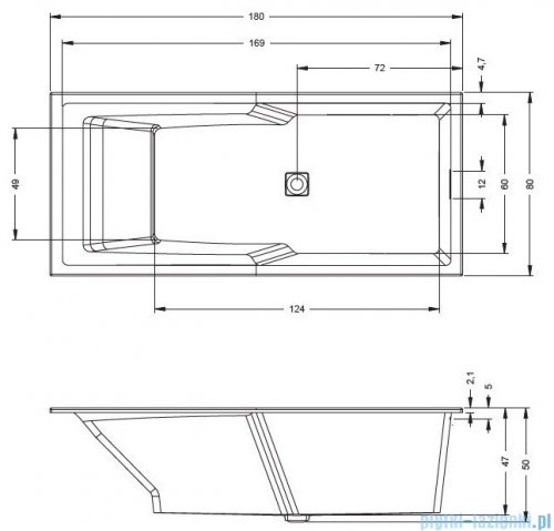 Riho Still Shower LED wanna prostokątna z oświetleniem 180x80cm z hydromasażem Air lewa B103008005