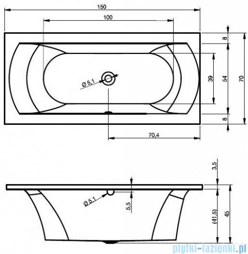Riho Lima wanna prostokątna150x70cm z hydromasażem Joy prawa B049005005