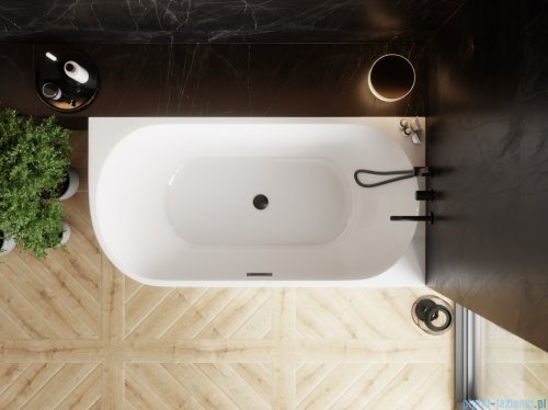 The North Bath Calia wanna wolnostojąca przyścienna lewa 170x80cm z przelewem i korkiem CZARNYM 6845-1701LOEMBL