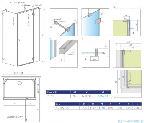 Radaway Essenza Pro Brushed GunMetal Kdj+S kabina 70x120x70cm prawa szczotkowany grafit 10097312-92-01R/10098070-01-01/10098070-01-01