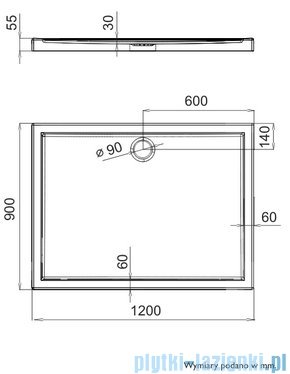 Schedpol Brodzik prostokątny Caspar 120x90x5,5cm 3.267