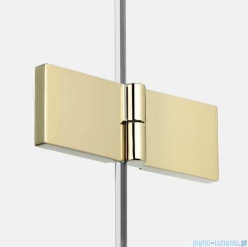 New Trendy New Soleo Light Gold 90x70x195 cm kabina prawa drzwi składane pojedyncze wspornik skośny złoty jasny połysk/szkło przejrzyste  K-1931
