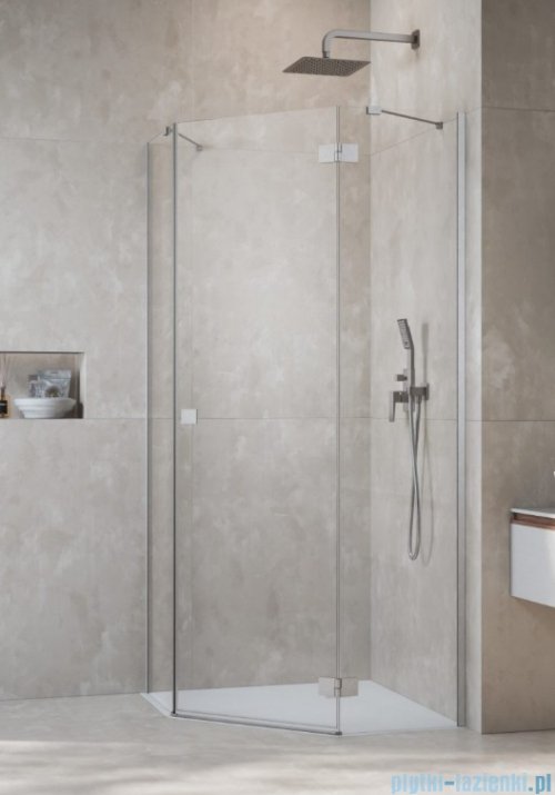 Radaway Essenza 8 Brushed Nickel Ptj kabina pięciokątna 80x90cm prawa szczotkowany nikiel 10490000-91-01R/10490400-01-01