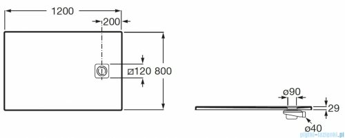 Roca Magma 120x80 cm brodzik prostokątny kompozytowy STONEX BEŻOWY APE014B032003650