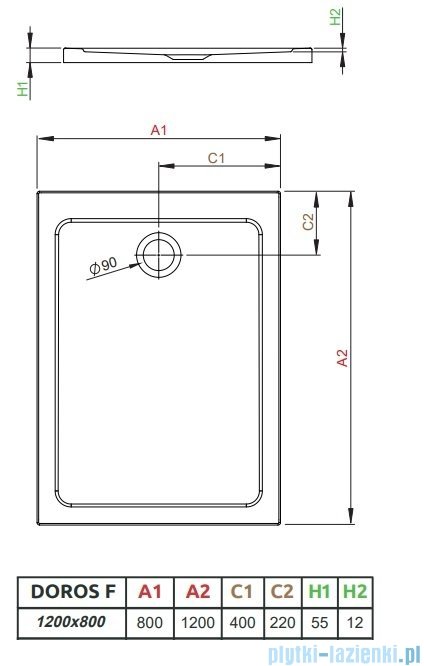 Radaway Doros F Stone brodzik 120x80x5,5 antracyt SDRF1280-01-64S