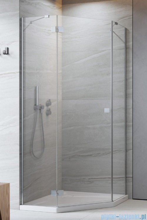 Radaway Essenza 8 Ptj kabina pięciokątna 100x100cm lewa szkło przejrzyste 10490000-01-01L/10490300-01-01