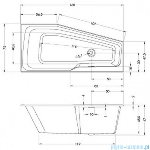 Riho Rethink Space 160x75cm wanna asymetryczna + syfon lewa B112001005