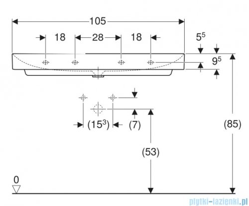 Geberit One Umywalka prostokątna z otworem na baterię 105x48cm KeraTect 505.020.01.4