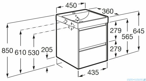 Roca Ona Unik zestaw szafka z umywalką 45x36x64 BIAŁY  MAT A851681509