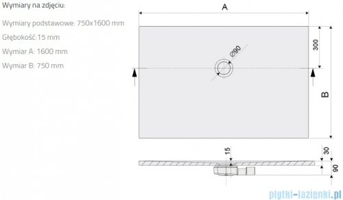 Sanplast Open Structure Mineral B-M/OPEN STR brodzik prostokątny 75x160x1,5 cm mat czerni 645-440-0290-59-020