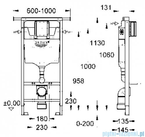 Grohe Rapid SL do WC ściennego spłuczka do WC 6-9l  38588001