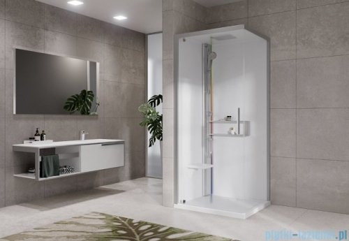 Novellini Glax 2 2.0 kabina z hydromasażem hydro plus 80x80 lewa srebrna G22GF89SM1L-1BB