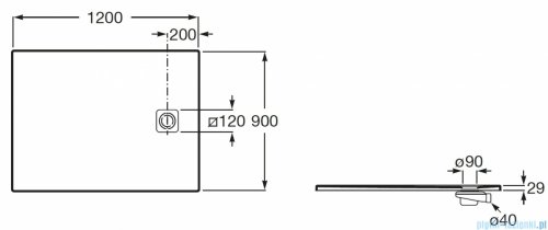 Roca Magma 120x90 cm brodzik prostokątny kompozytowy STONEX PERŁOWY APE014B038403630