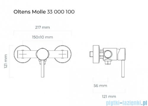 Oltens Molle bateria prysznicowa ścienna czarny mat 33000300
