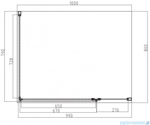 Omnires Manhattan kabina prostokątna 100x80cm przejrzyste profile czarne MH1080BLTR