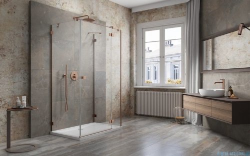 Radaway Essenza Pro Brushed Copper Kdj+S kabina 80x120x80cm prawa szczotkowana miedź 10097312-93-01R/10098080-01-01/10098080-01-01