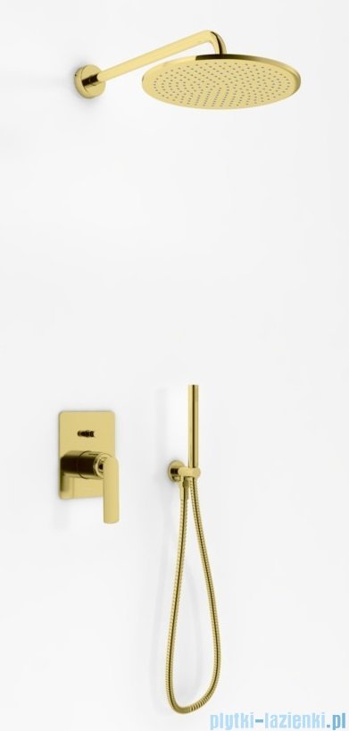 Kohlman Experience Gold zestaw prysznicowy z deszczownicą 30 cm złoty połysk QW210EGDR30