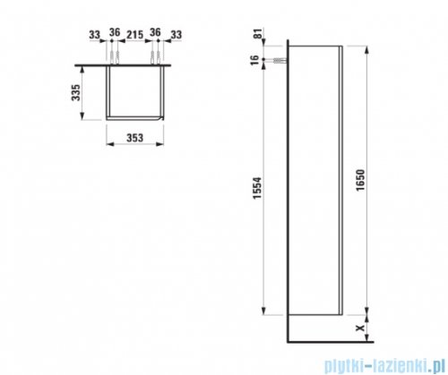 Laufen  Meda kolumna łazienkowa wysoka 1 drzwi lewa Dziki dąb H4216510112671