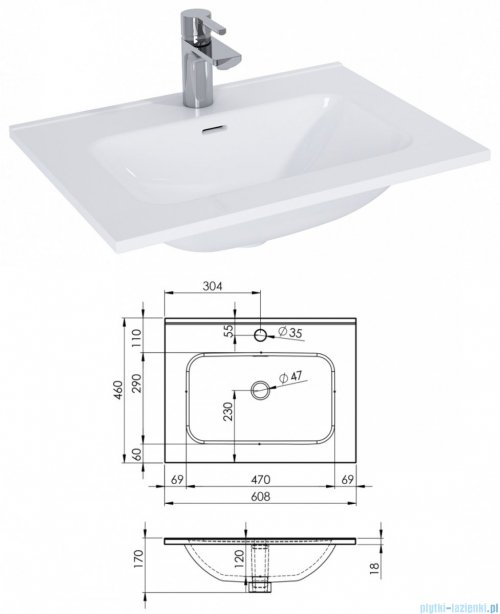 Elita Look szafka z umywalką 60x63x45cm czarny mat 168105/145830