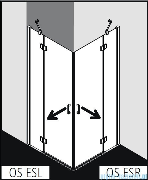 Kermi Osia wejście narożne, jedna połowa, lewa, szkło przezroczyste OsiaClean, profil srebro 100cm OSESL10020VPK