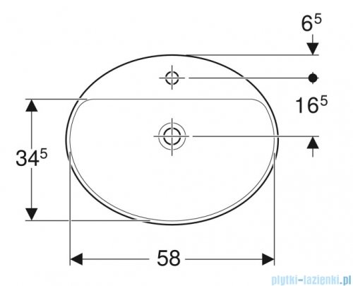 Geberit VariForm Umywalka owalna z półką z otworem na baterię, bez przelewu 60x48cm KeraTect 500.726.00.2