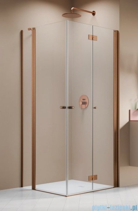 Radaway Nes Brushed Copper KDD B / KDD II kabina 80x90cm prawa szczotkowana miedź przejrzyste 10024080-93-01R/10016090-93-01L