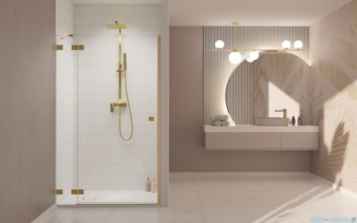 Radaway Essenza Pro Brushed Gold Dwj drzwi wnękowe 130cm lewe szczotkowane złoto 10099130-99-01L