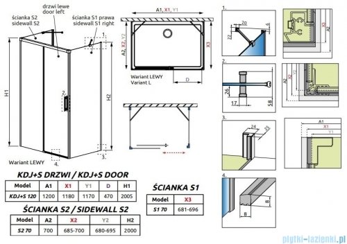 Radaway Idea Black Kdj+s kabina prysznicowa 70x120x70 lewa czarny mat/szkło przejrzyste 10116120-54-01L/387048-54-01R/10117070-01-01