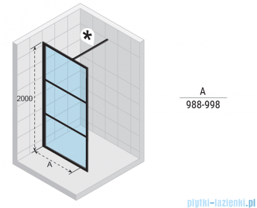 Riho Grid GB400 kabina prysznicowa Walk In 100cm czarna G004026121