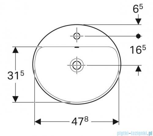 Geberit VariForm Umywalka owalna z półką z otworem na baterię 50x45cm KeraTect 500.712.00.2