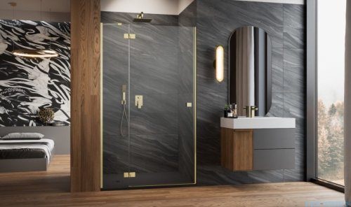 Radaway Essenza 8 Brushed Gold Dwj drzwi wnękowe 130cm lewe szczotkowane złoto/szkło przejrzyste 10480812-01-01L/10460437-99-01L