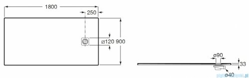 Roca Magma 180x90cm brodzik prostokątny kompozytowy STONEX PERŁOWY APE0170838403630